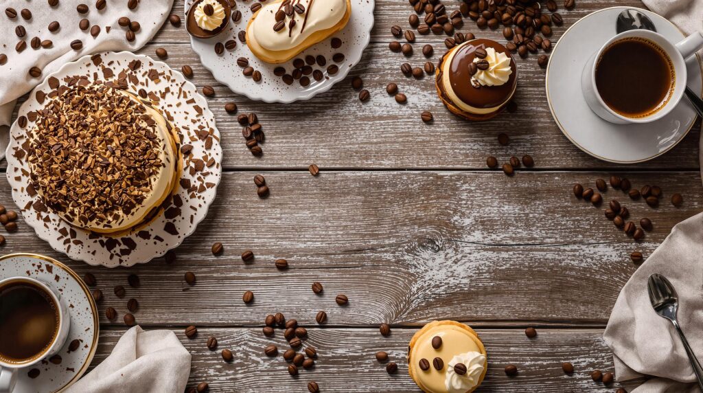 Différents desserts au café
