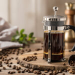 French press avec café fraîchement préparé